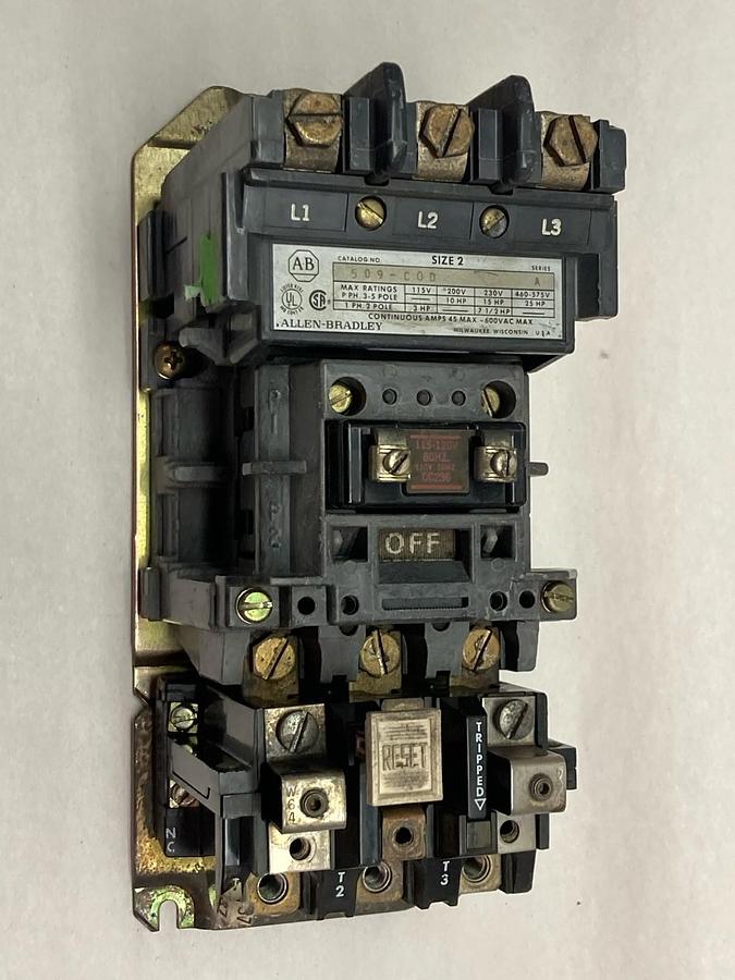 Used Allen-Bradley,509-COD,Size 2 Contactor Starter Ser A