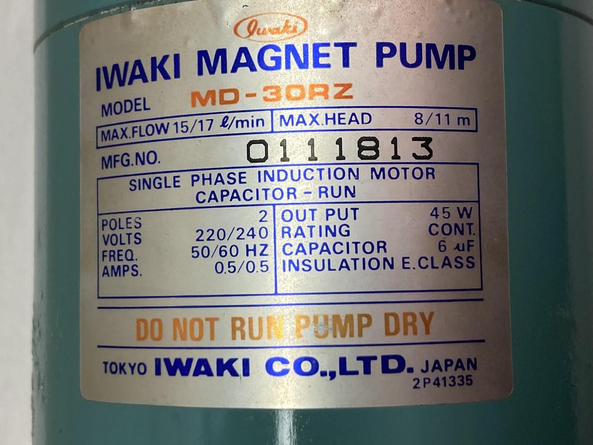 Used Iwaki Magnet Pump,MD-30RZ,2-Pole Single Phase Magnet Pump 220/240V 50/60Hz