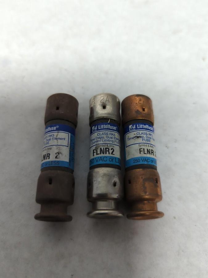 LITTELFUSE,FLNR 2,CLASS RK5 FUSE 2 AMP LOT OF 3 PRE-OWNED