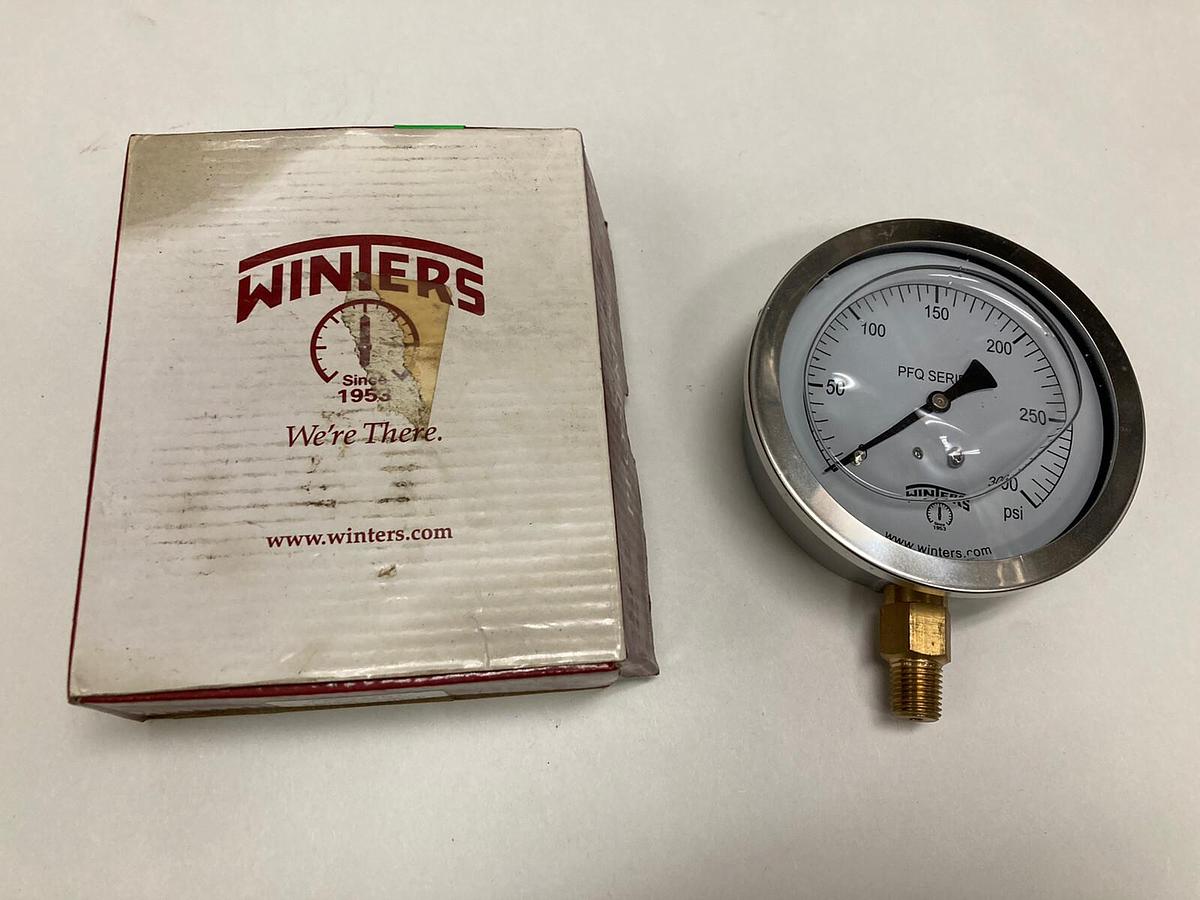 Winters Gauge,PFQ714R1,4 INCH Face SS Case 1/4 INCH NPT 0-300 PSI