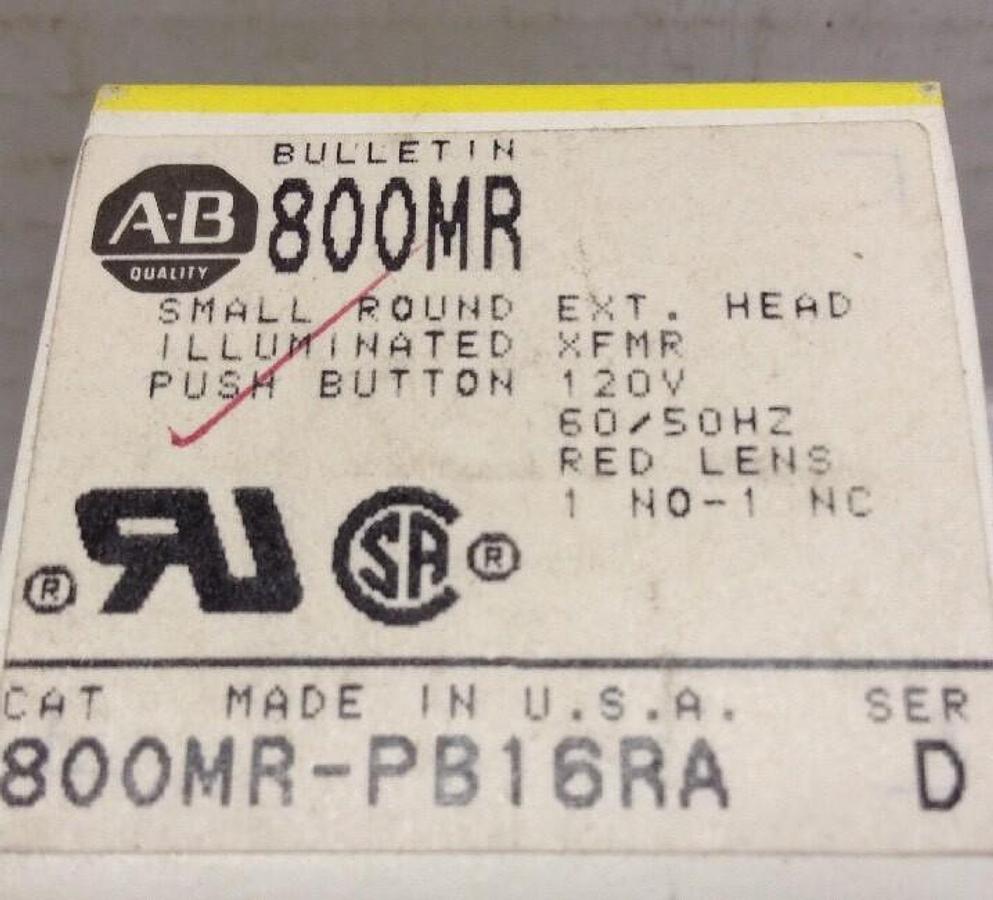 Allen-Bradley,800MR-PB16RA,Series D Small Round Red Lens Ill. Push Button