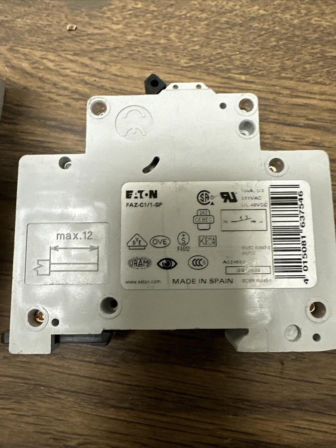 Used Eaton,FAZ-C1/1-SP,Circuit Breaker Lot of 3