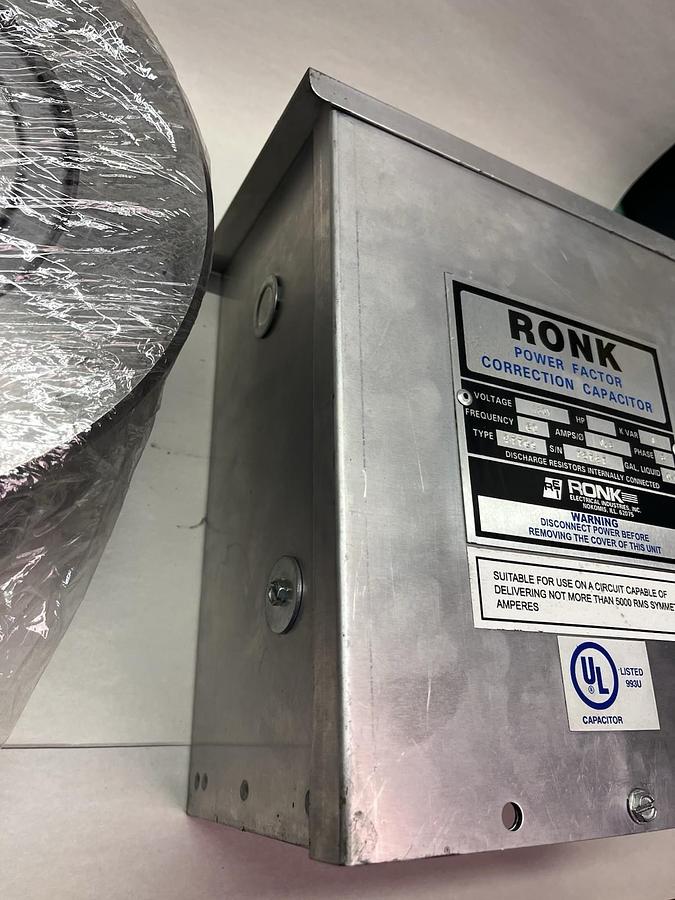 Used RONK RONKEN,477CC,POWER FACTOR CORRECTION CAPACITOR 1KVAR 3PH 480V