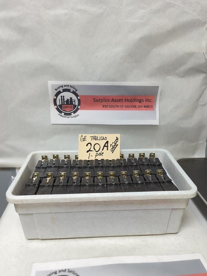 Used GENERAL ELECTRIC,THQL1120,CIRCUIT BREAKER 20 AMP 1-POLE LOT OF 22 PRE-OWNED