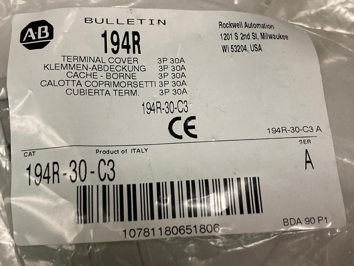 Allen Bradley,194R-30-C3,Disconnect Terminal Cover
