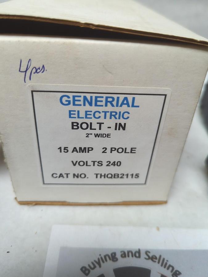 Used GENERAL ELECTRIC,THQB2115,CIRCUIT BREAKER 15 AMP 2-POLE LOT OF 4 PRE-OWNED