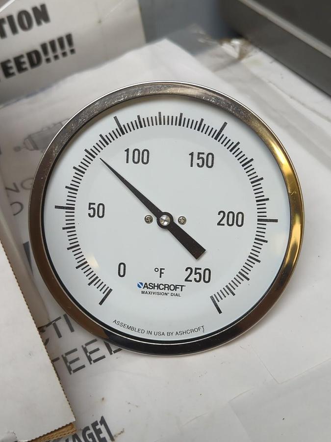 ASHCROFT,30211460-13,5 INCH BIOMETAL THERMOMETER 1/2 INCH BACK NPT TYPE EI