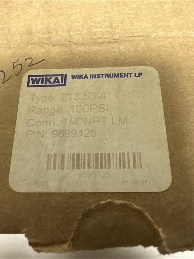 Used Wika,9899125,100PSI Type 213.53-4" Pressure Gauge