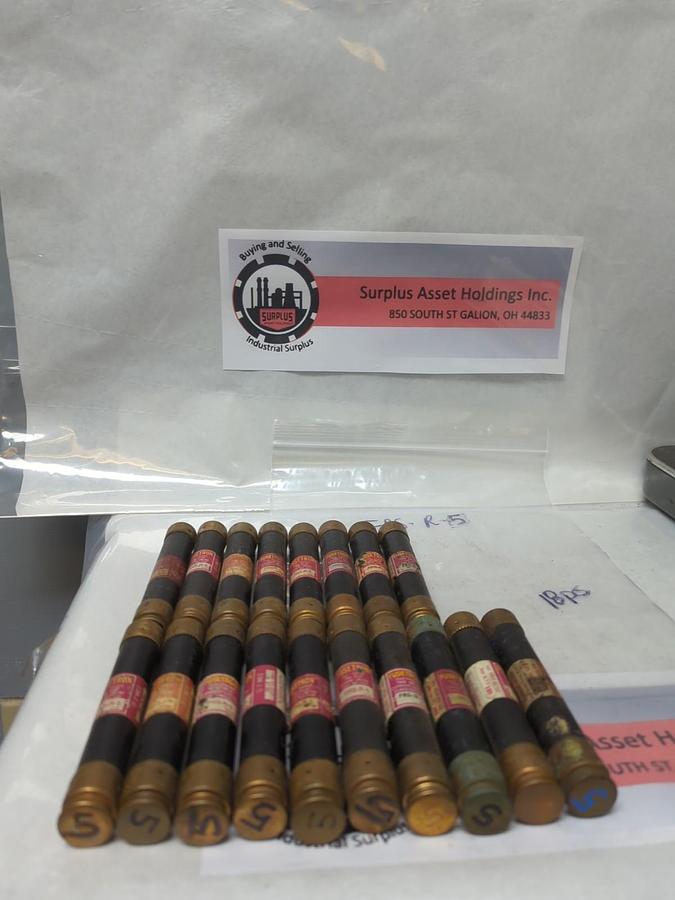 Used COOPER BUSSMANN,FRS-R-5,FUSETRON 5 AMP FUSE LOT OF 18 PRE-OWNED