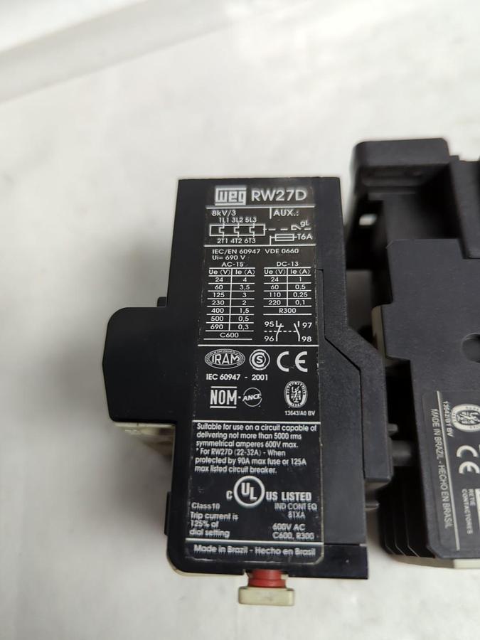 Used WEG,CWM12,CONTACTOR WITH RW27D THERMAL OVERLOAD PRE-OWNED