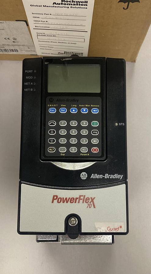 Used ALLEN BRADLEY,20AD3P4A3AYYNEG0,SER A POWERFLEX 70 AC DRIVE 1.5KW 2HP VFD REFURB