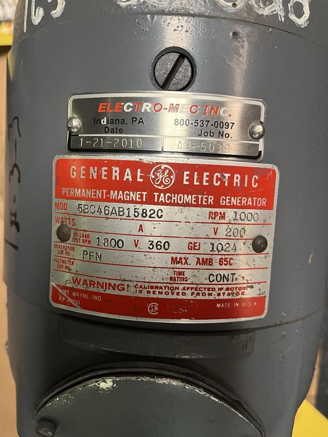 Used GE GENERAL ELECTRIC,5BC46AB1582C,PERMANENT-MAGNETIC TACHOMETER GENERATOR