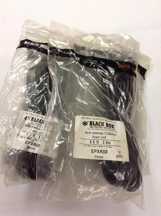 Used Black Box North American,NA,PC/Monitor Power Cord 6.5 ft. 2.0 M LOT OF 6