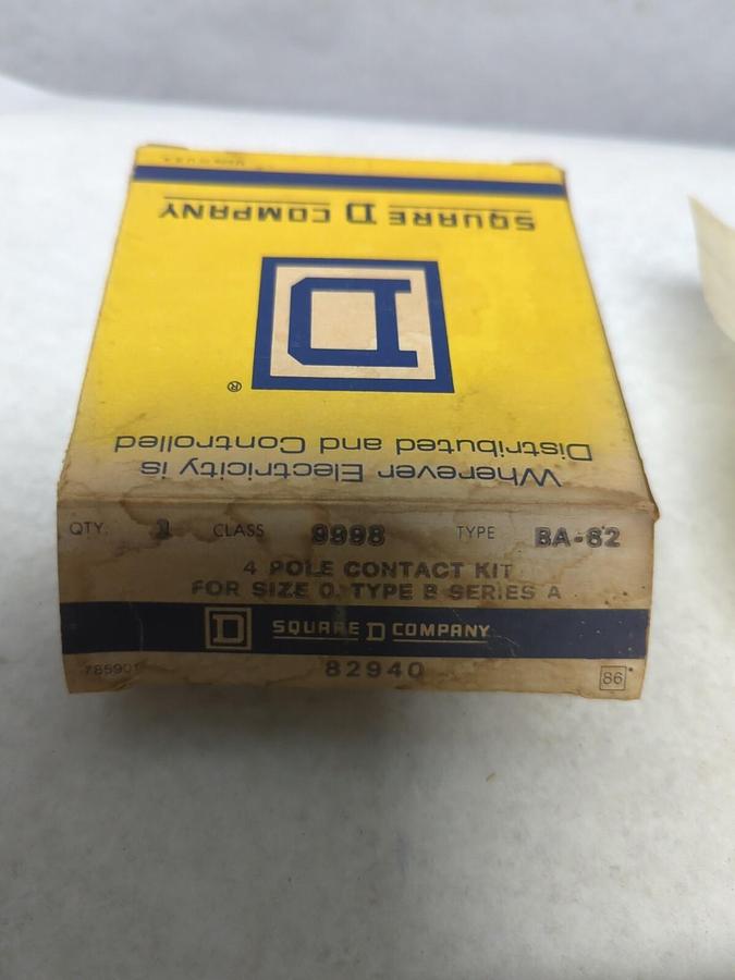 SQUARE D,82940,CLASS 9988 FOUR POLE CONTACT KIT SERIES A FOR SIZES 0 TYPE B NOS