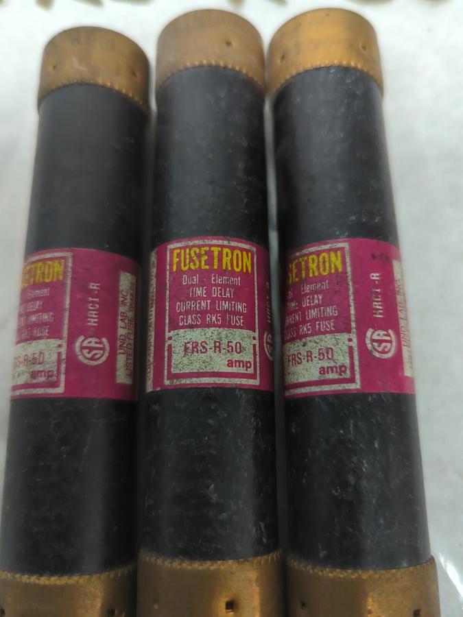 COOPER BUSSMANN,FRS-R-50,FUSETRON 50 AMP FUSE LOT OF 3 NOS