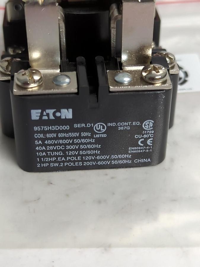 EATON,9575H3D000,SERIES D CONTACTOR 600V 60HZ 550V 50HZ NOS