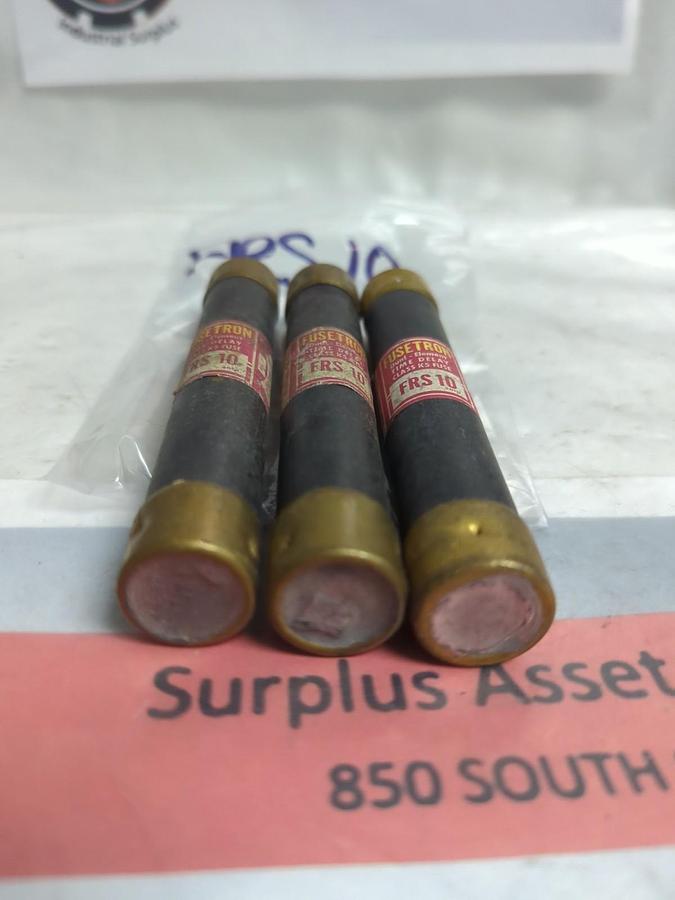 Used COOPER BUSSMANN,FRS-10,FUSETRON 10 AMP FUSE LOT OF 3 PRE-OWNED