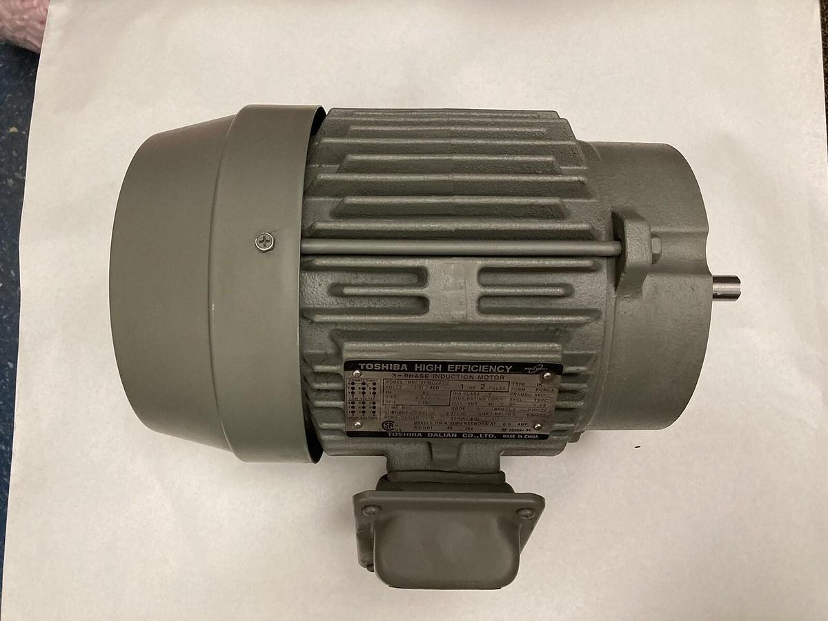 Used Toshiba,B0012FMC2AOZH,High Efficiency 1HP Induction Motor 3490RPM 56C 3PH 2P
