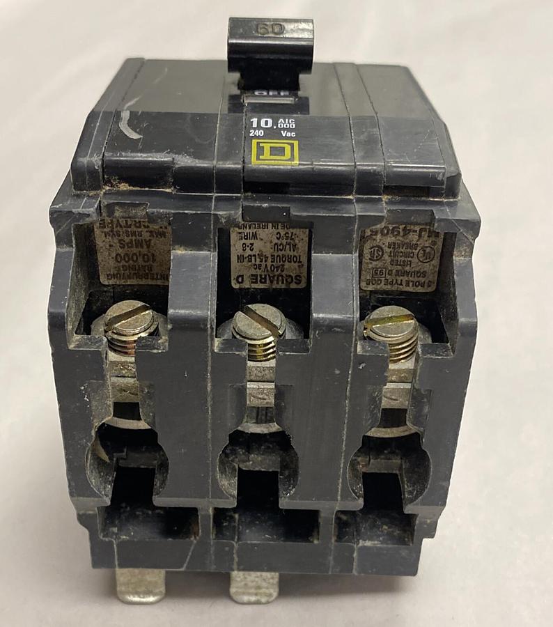 Used Square D,NE-2702,Circuit Breaker 60AMP 3-Pole