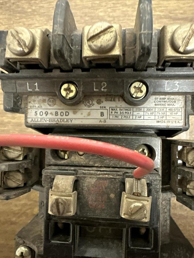 Used Allen Bradley,509 BOD,Series B Size 1 Motor Starter