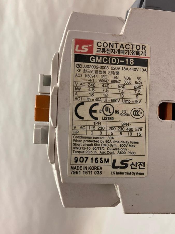 LS Electric,GMC(D)-18,Contactor 80A Coil 220V