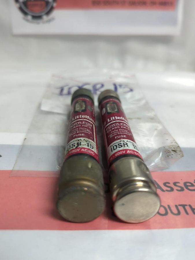 Used LITTELFUSE,IDSR-15,INDICATOR 15 AMP FUSE LOT OF 2 PRE-OWNED