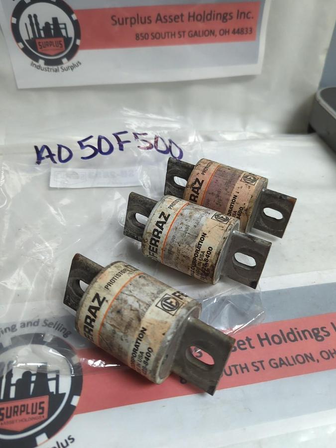 Used FERRAZ,A050F500,FUSE 500 AMP LOT OF 3 PRE-OWNED