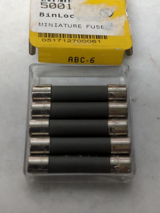 COOPER BUSSMANN,ABC-6,FAST ACTING 6 AMP FUSE PACK OF 5 NOS