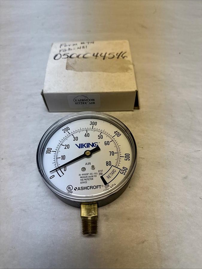 Used Ashcroft,35-W1005P-02L-XUL,0-80 PSI Viking Pressure Gauge