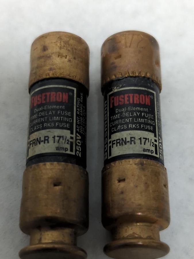 Used COOPER BUSSMANN,FRN-R-17-1/2,FUSETRON 17-1/2 AMP FUSE LOT OF 2 PRE-OWNED