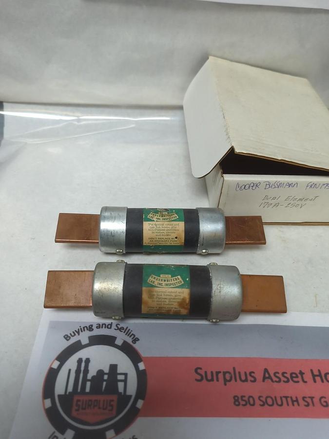 Used COOPER BUSSMANN,FRN-175,FUSETRON 175 AMP FUSE LOT OF 2 PRE-OWNED