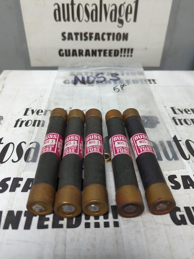 COOPER BUSSMANN,NOS-3,ONE-TIME 3 AMP FUSES LOT OF 5 NOS