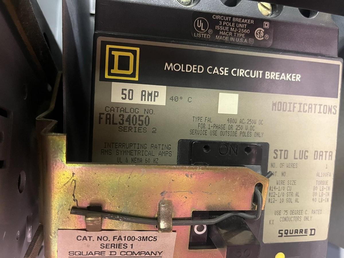 Used SQUARE D,MODEL 5,SIZE 1 MCC 8536SCO3 STARTER BUCKET 50A FAL34050 BREAKER