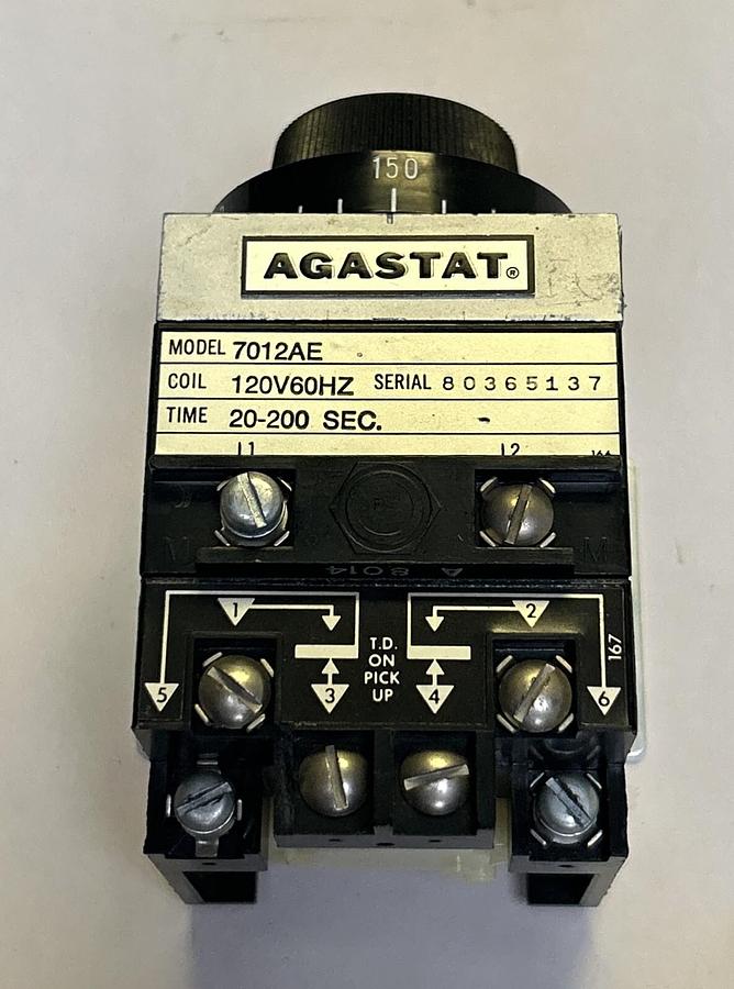 Used AGASTAT,7012AE,TIME DELAY RELAY 20-200 SECONDS