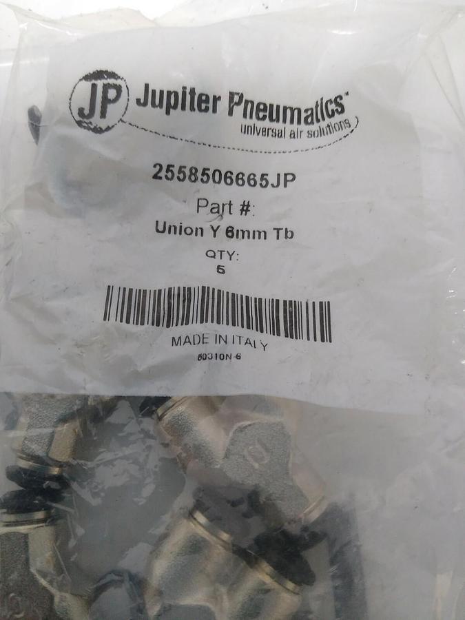 Used JUPITER PNEUMATICS,2558506665JP,6MM UNION Y LOT OF 9