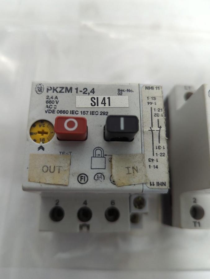 Used MOELLER,PKZM 1-2 4,MOTOR STARTER/CIRCUIT BREAKER 3P 24A 660V LOT OF 3 PRE-OWNED