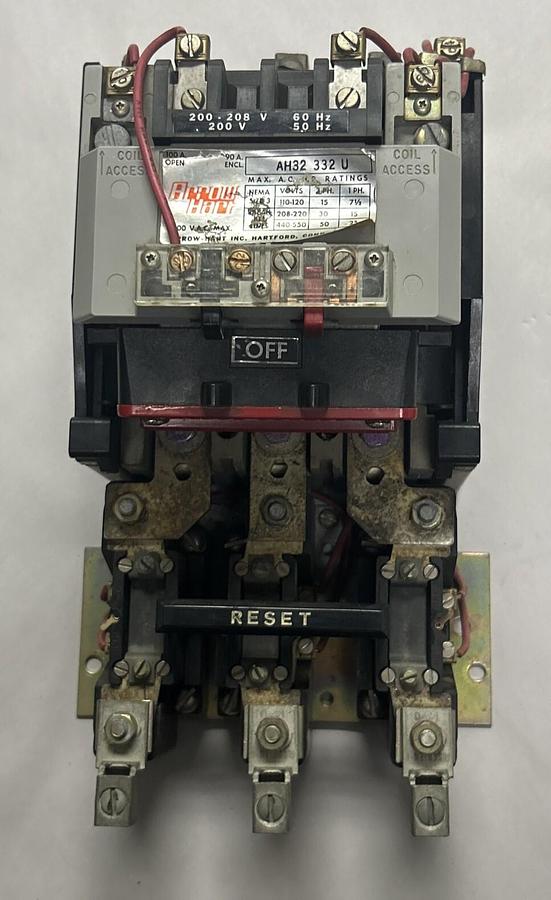 Used ARROW HART,AH32-332-U-20,SIZE 3 STARTER 50A 600V