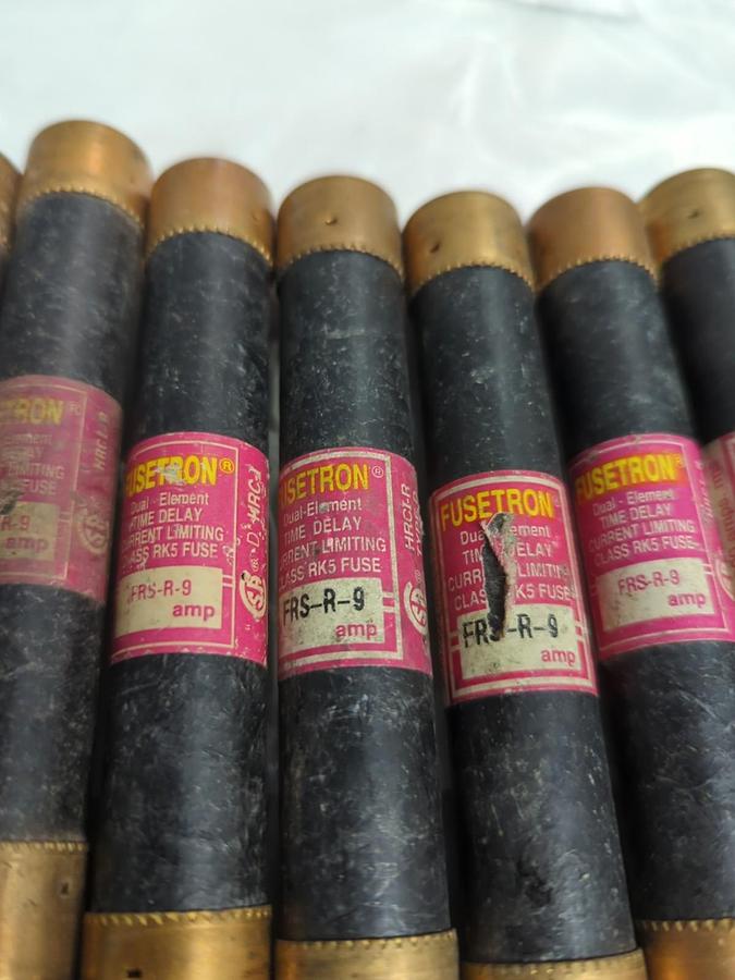 Used COOPER BUSSMANN,FRS-R-9,FUSETRON 9 AMP FUSE LOT OF 10 PRE-OWNED