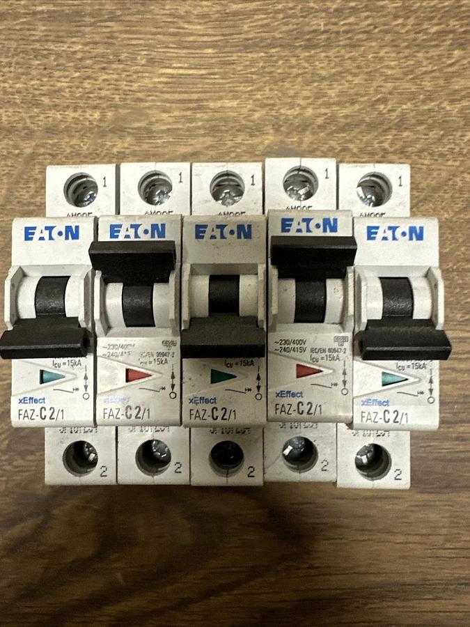 Used Eaton,FAZ-C2/1-SP,Circuit Breaker Lot of 5