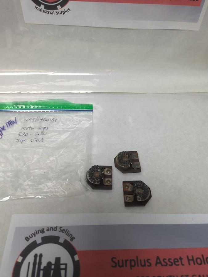 Used WESTINGHOUSE,TYPE MW,OVERLOAD THERMAL HEATER RELAY LOT OF 3 MISSING SCREWS USED