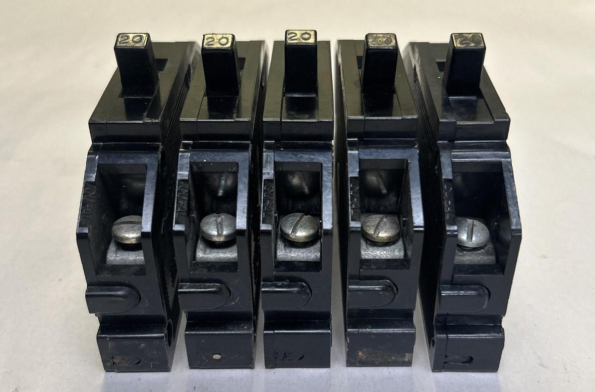 Used ZINSCO,Q120,CIRCUIT BREAKER 20A 120/240V 1P LOT OF 5