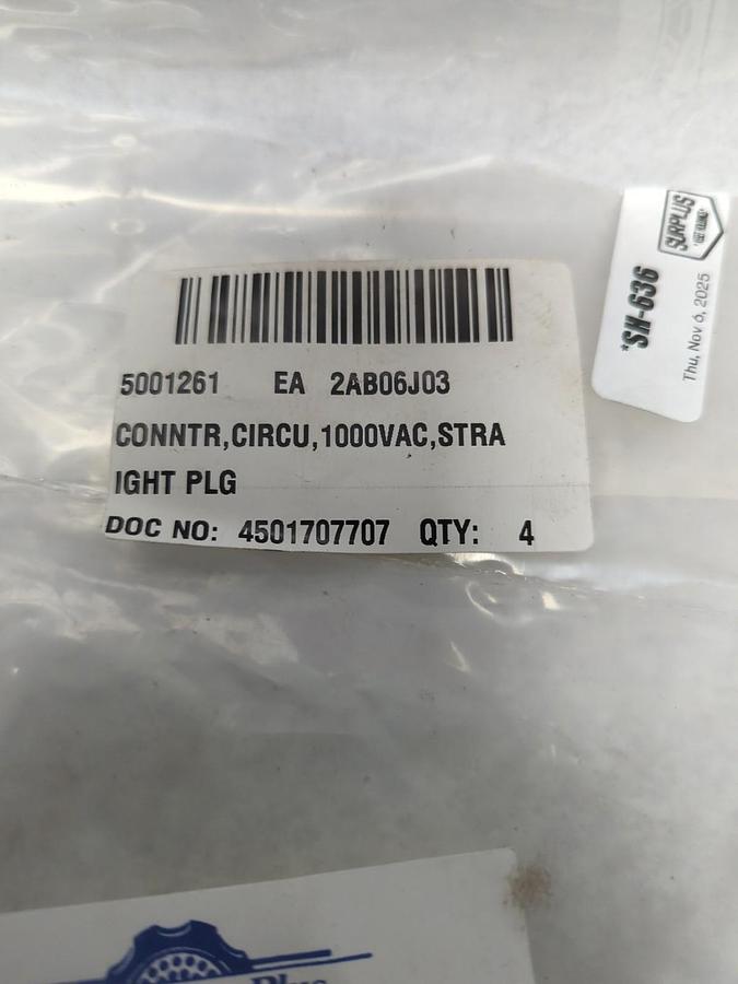 AMPHENOL,MS3116E10-6S,CIRCULAR CONNECTOR STRAIGHT PLUG 1000VAC LOT OF 4 NOS