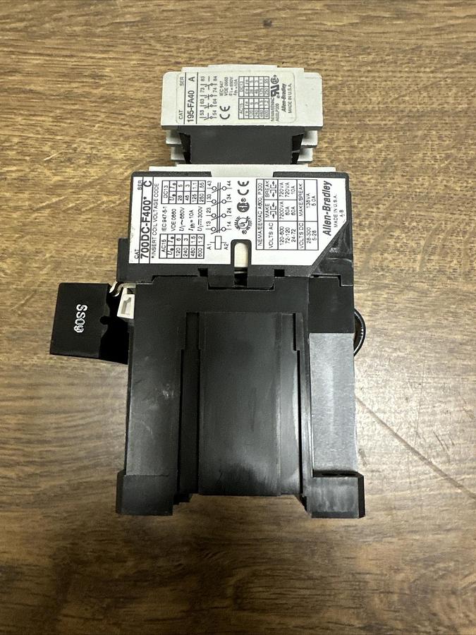 Used Allen Bradley,700DC-F400,W/195-FA40 Contactor
