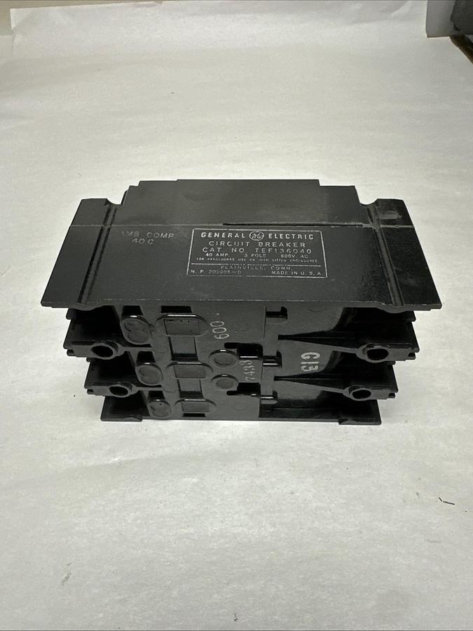 Used GE,TEF136040,40 Amp 3 Pole 600 V Molded Circuit Breaker