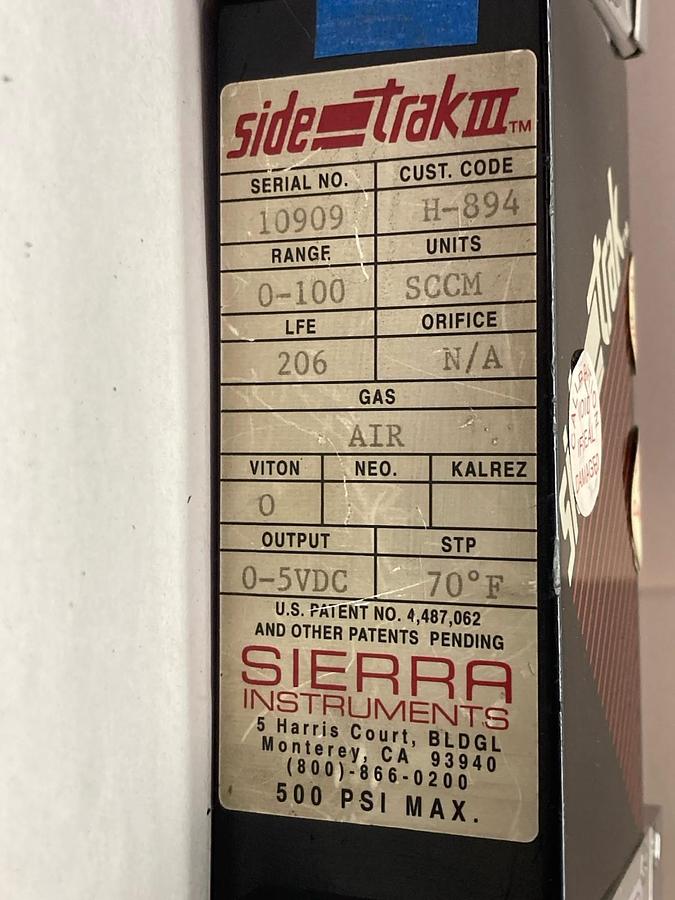 Used Sierra Instruments,SCCM,Air Side Trak 500 PSI Range 0-100