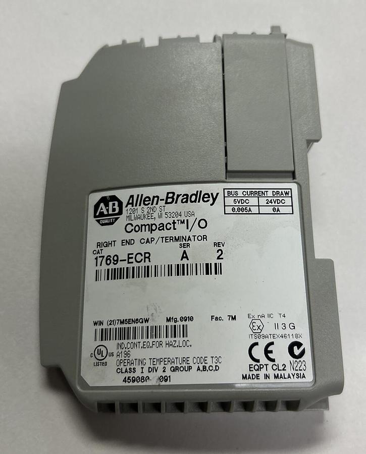 Used ALLEN BRADLEY,1769-ECR,SER A REV 2 RIGHT END CAP TERMINATOR