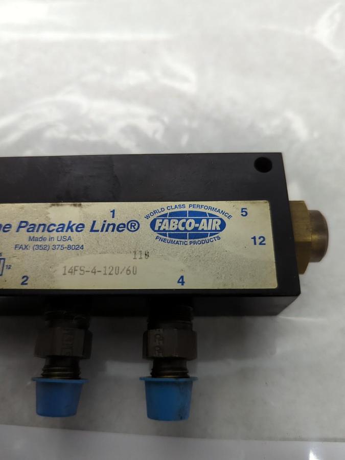 Used FABCO AIR,14FS4-120/60,PANCAKE LINE DIRECTIONAL SOLENOID VALVE 120V PRE-OWNED