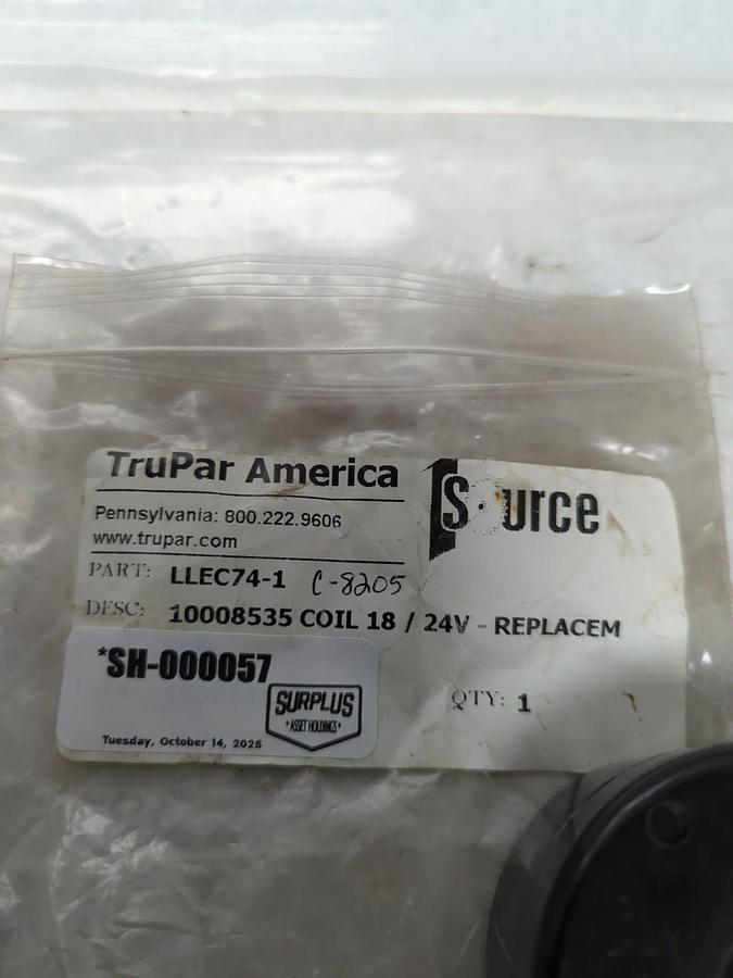 TRUPAR AMERICA,C-8205,COIL 18/24 VOLT NOS