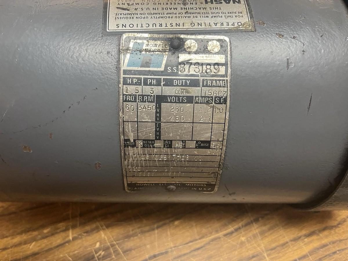 Used HOWELL,1.5HP,MOTOR 3450RPM 3PH T56C7