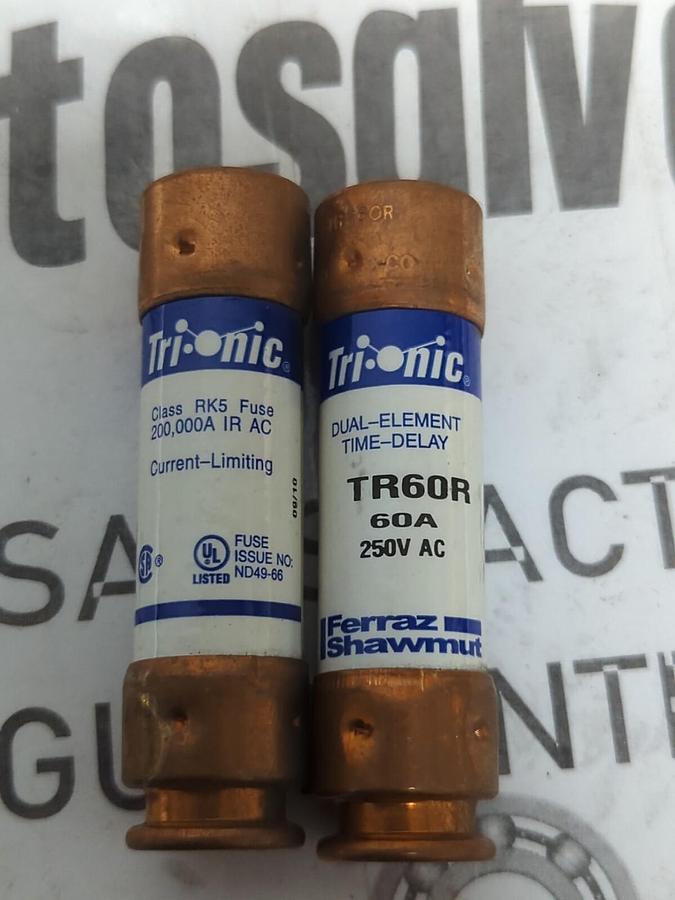 FERRAZ SHAWMUT,TR60R,TIME DELAY 60 AMP FUSES LOT OF 2
